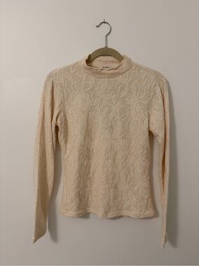 BRAND NEW: Lace Mock Neck Long-Sleeve Top - Size S